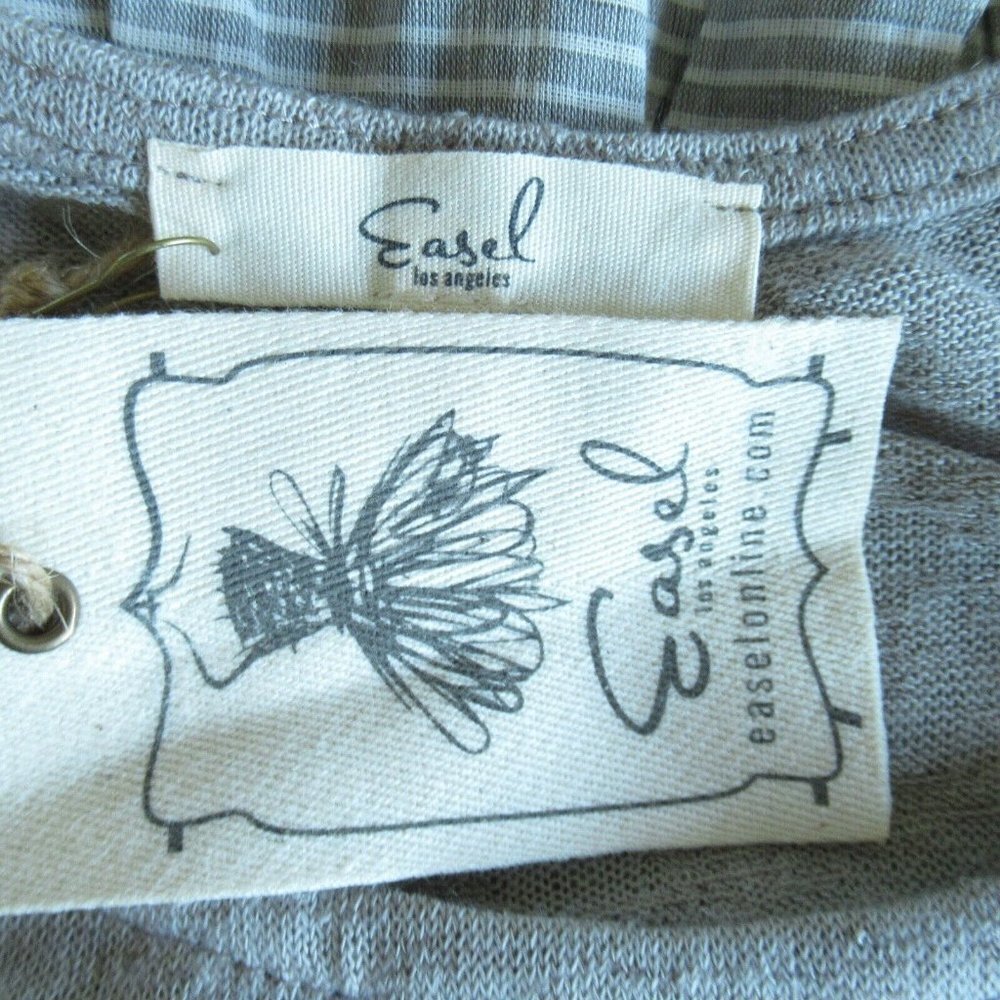 Easel Tunic Top Slub Tiered Ruffle Stripe T Shirt - Picture 7 of 8
